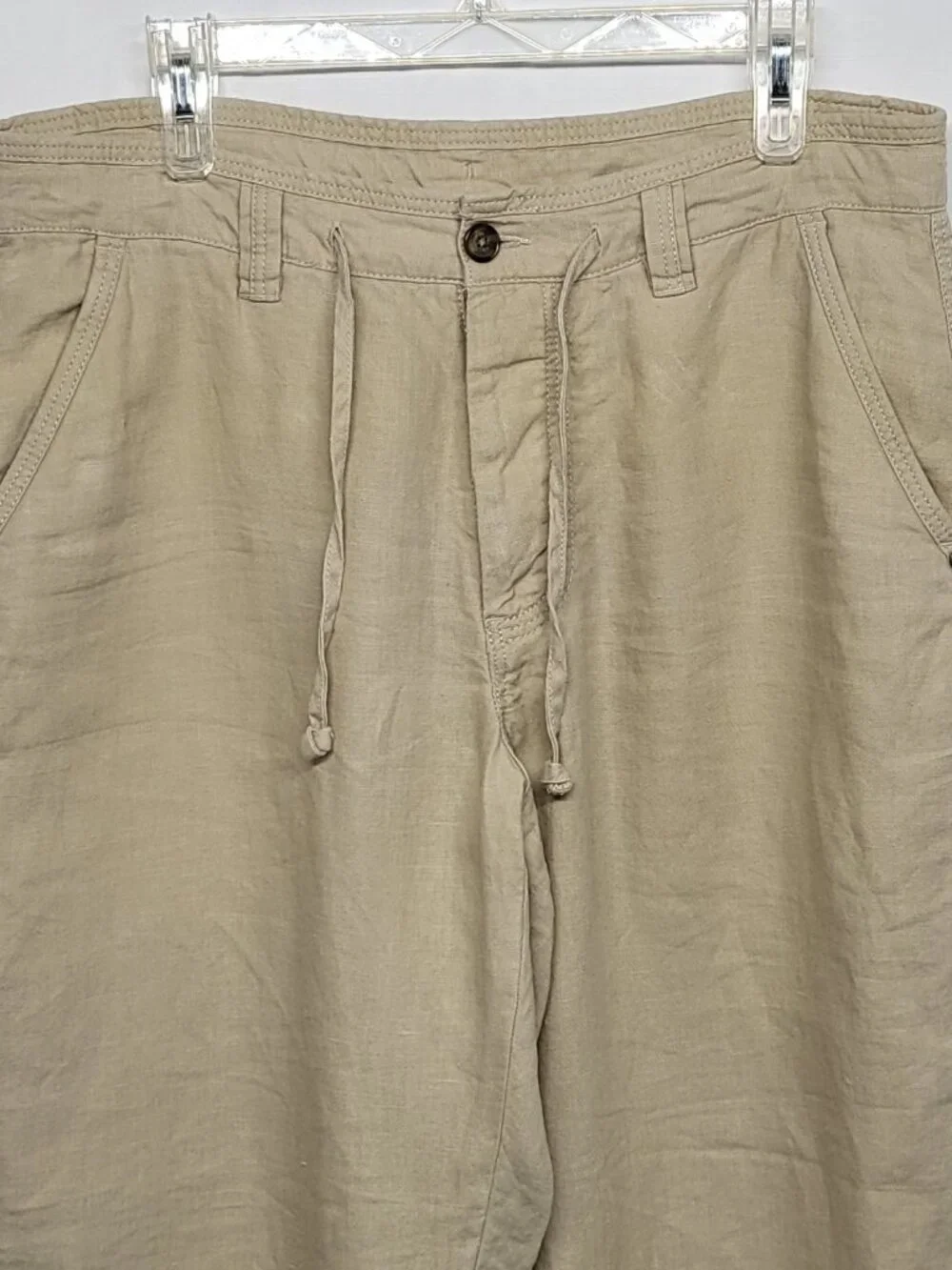 Murano Baird McNutt Linen Pants Mens 34 X 30 Buttonf Fly Drawstrings 100% Linen